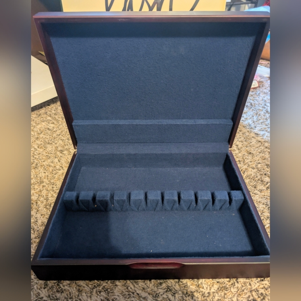 Vintage Wooden Silverware Storage Chest